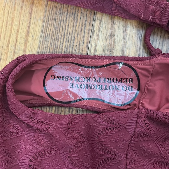 Andie Bikini Set Crete Top Super High Waisted Bottoms Syrah Red Lace size Small - Picture 8 of 10